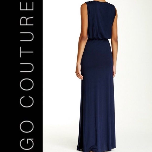 NWOT Go Couture Navy Blue Sleeveless Maxi Dress - Picture 3 of 14